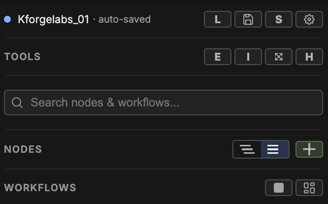 Sidebar toolbar screenshot with workflow save-selection highlighted